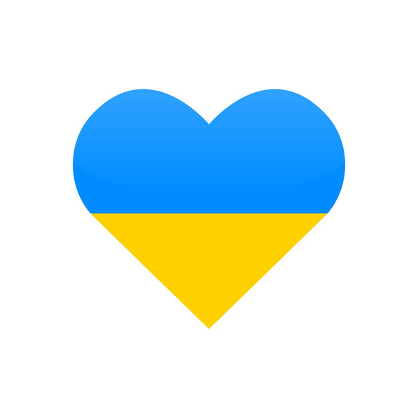 Ukrainian round flag in heart shape. National Ukraine circular flag icon. Vector illustration isolated on white. - Vetor, Imagem