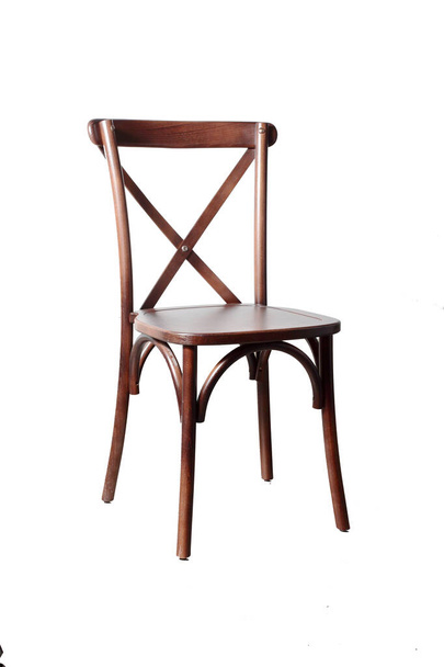 Classic brown wooden chair with hard back and seat - Фото, изображение