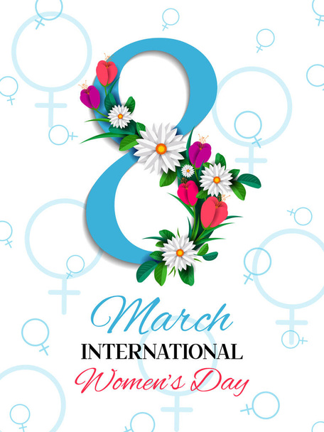 ハッピー国際女性の日 3 月 8 日ご挨拶背景 - ベクター画像