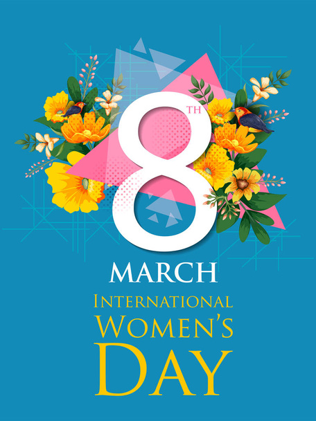ハッピー国際女性の日 3 月 8 日ご挨拶背景 - ベクター画像