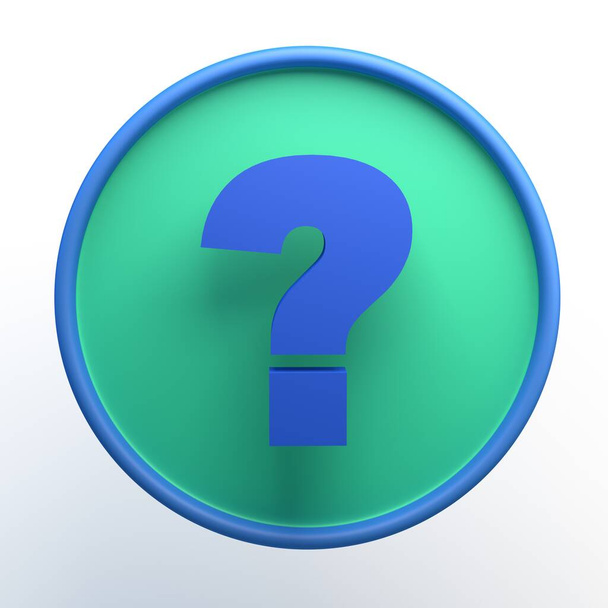Icona con punto interrogativo su sfondo bianco isolato. Illustrazione 3D. App. - Foto, immagini