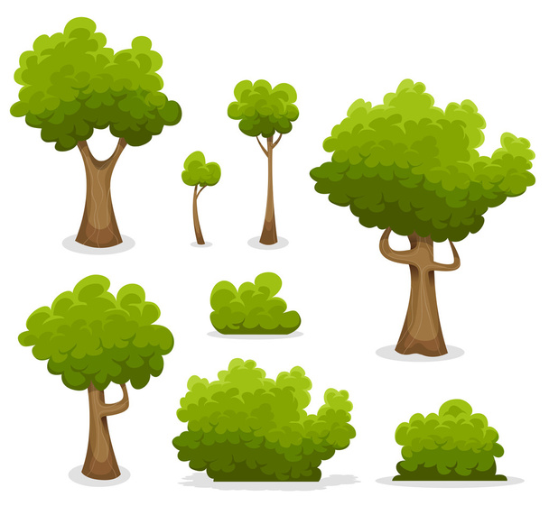 Лесные деревья, леса и набор Буша
 - Вектор,изображение