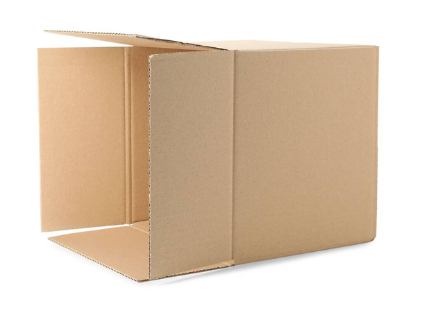 One open cardboard box isolated on white - Fotoğraf, Görsel