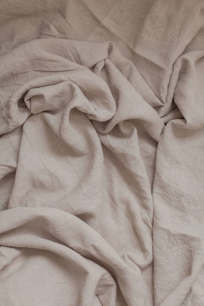 white crumpled fabric texture background - Zdjęcie, obraz