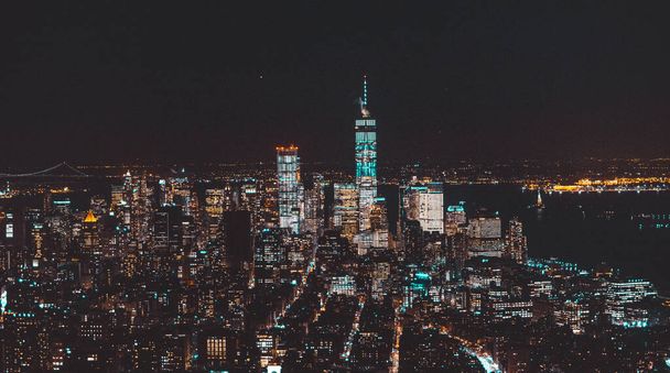 Ciudad de Nueva York skyline por la noche - Foto, imagen