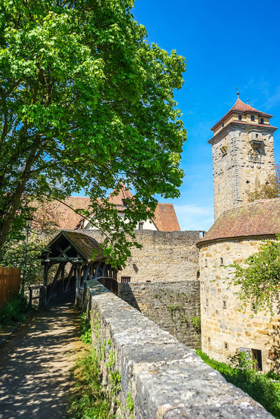 old stone castle in the city of rothenburg ob der tauber, bavaria, germany - Photo, Image