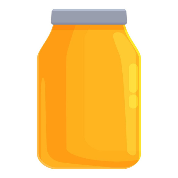 Golden liquid jar icon cartoon vector. Honey bee - Vetor, Imagem