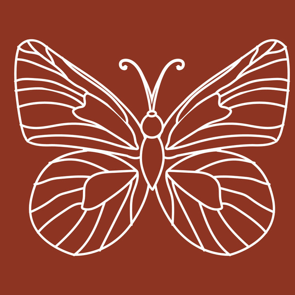 Skizzieren Sie die Silhouette eines Schmetterlingsinsekts. Gekritzelte Linienzeichnung. - Vektor, Bild