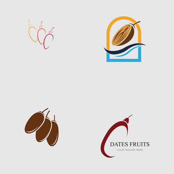 Vektorillustration von Datteln Früchte set logo design  - Vektor, Bild