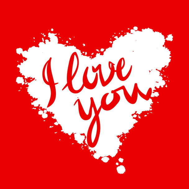 I love you heart red background painted with watercolors vector - Vektor, obrázek