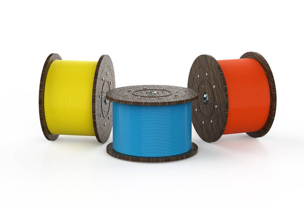 3D візуалізація рулонів з різнокольорового дроту або кабельних котушок
 - Фото, зображення