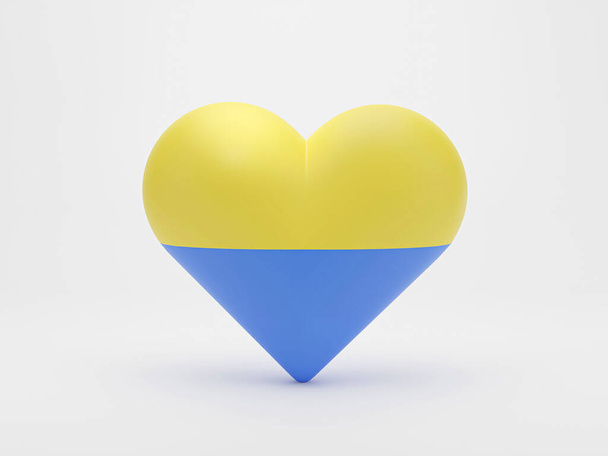 Heart shaped with national flag of Ukraine. 3D rendering illustration - Photo, Image