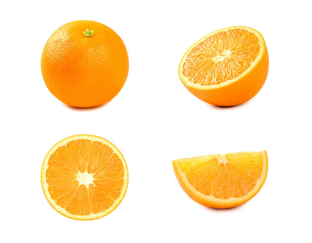 Set frischer Orange isoliert auf weißem Hintergrund - Foto, Bild