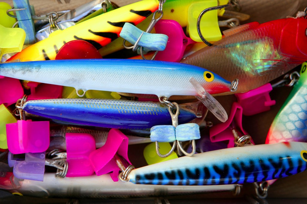 Colorful fishing saltwater fish lures box - Fotoğraf, Görsel