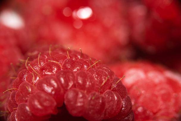 The Netherlands, January 2022. Close up of raspberries on white background. - Fotografie, Obrázek