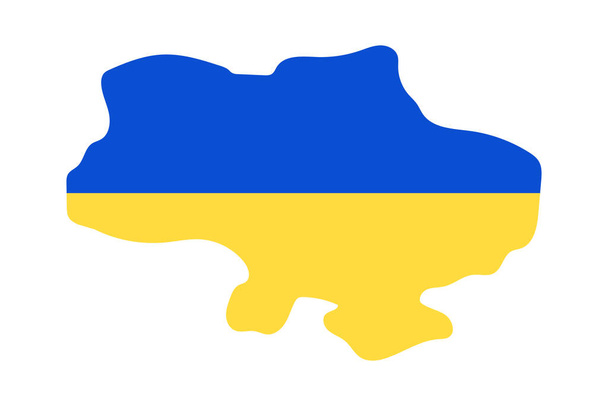 Ukrainian flag in the shape of the continent of Ukraine. Editable vectors. - Wektor, obraz