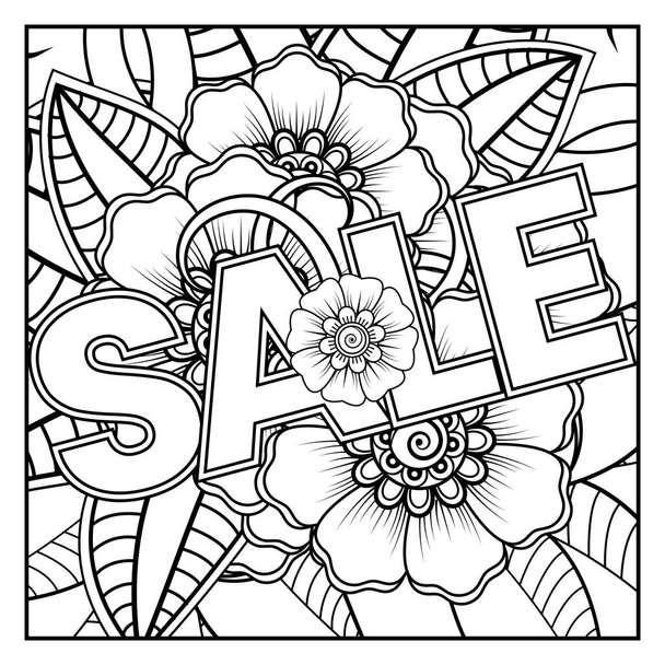 Circular pattern in form of mandala for Henna, Mehndi, tattoo, decoration. Decorative ornament in ethnic oriental style. Coloring book page. - Vector, Imagen