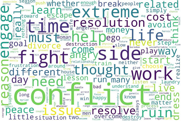 Word cloud of conflict concept on white background. - Photo, Image