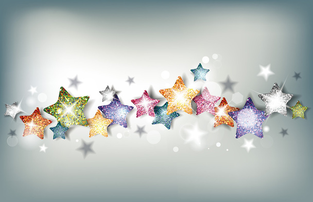 Abstract holiday background with textured colorful stars - ベクター画像