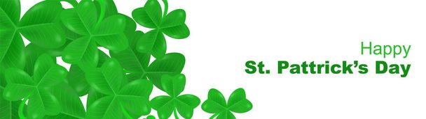 happy st patricks day modern clean background. St. Patrick's Day. 3d shamrock leaf clover. Typography. Vector illustration. - Vector, afbeelding