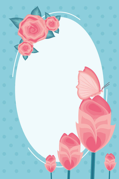 flowers oval badge - Vector, Image