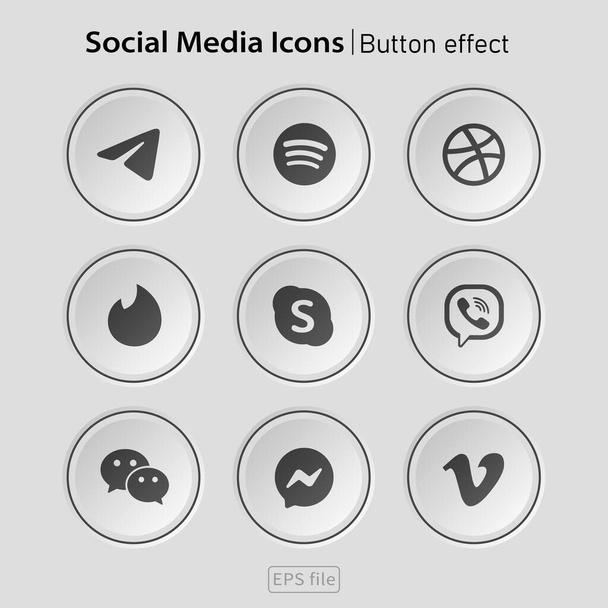 Популярні соціальні мережі Набір ефектів білих 3d піктограм
 - Вектор, зображення