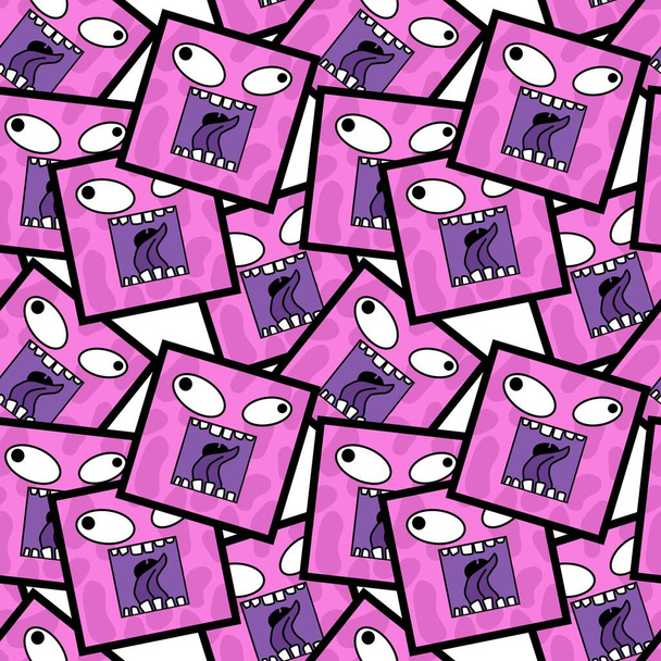 Kids seamless cute monster alien pattern for fabrics and packaging and gifts and cards and linens and wrapping paper - Fotoğraf, Görsel
