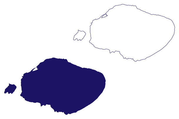 Grande ilha Cayemite (República do Haiti, América Central, Ilhas do Caribe) mapa ilustração vetorial, esboço de rabiscos Les Cayemites, Petite Cayemite mapa - Vetor, Imagem