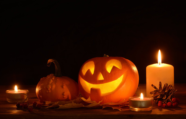 Scary halloween pumpkins jack-o-lantern - Foto, afbeelding