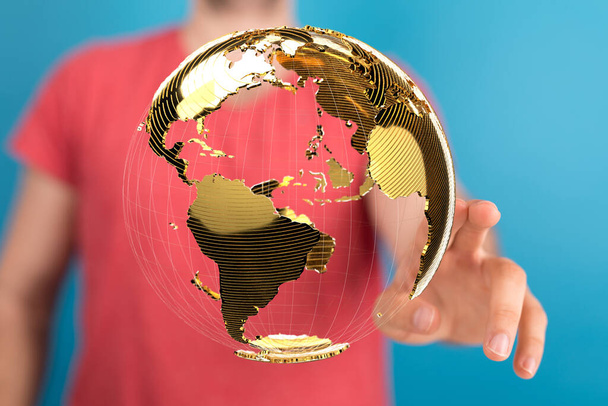hand holding a globe with a world map - Fotografie, Obrázek