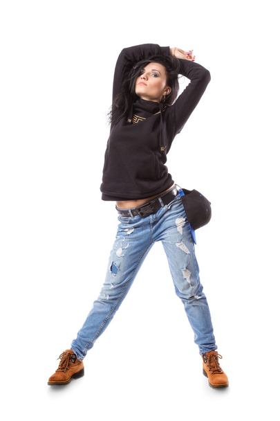 Modern hip-hop dance girl showing navel - Φωτογραφία, εικόνα