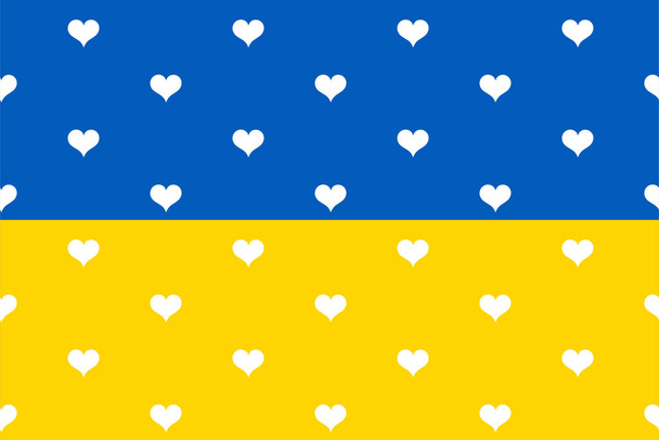 Eu amo a Ucrânia, bandeira com corações - Vetor, Imagem
