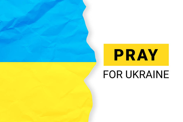 Uratuj Ukrainę. Módlcie się za pokój na Ukrainie. Żadnej wojny na Ukrainie. napis na fladze Ukrainy w niebieskim żółtym ua kolorów narodowych na białym tle - Zdjęcie, obraz