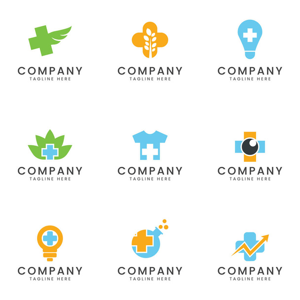 Ensemble de conception d'icône de logo d'entreprise médicale et de santé pour l'entreprise polyvalente - Vecteur, image
