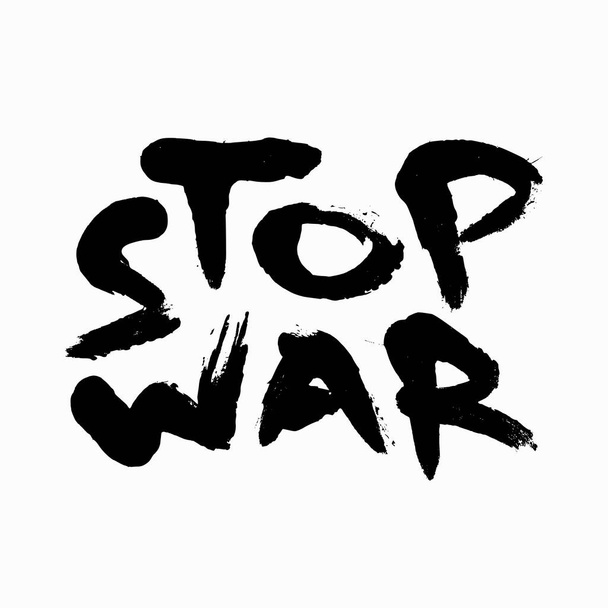 Stop war grunge lettering. Vector illustration of finger painted phrase isolated on white background for your design - Vector, Image