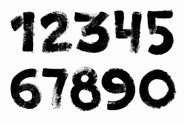 Vector illustration of brush painted numbers set isolated on white background for your design - Vektor, kép