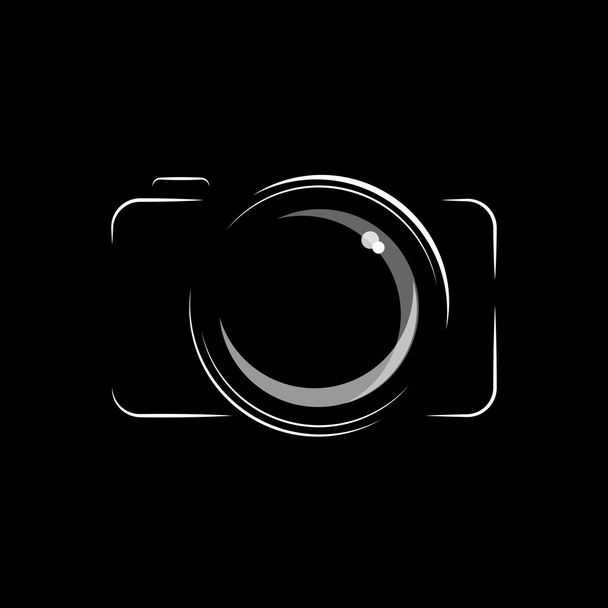 Camera pictogram zwart-wit - Vector, afbeelding