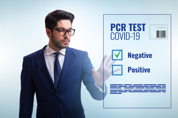Concept of coronavirus covid-19 test with businessman - Photo, Image