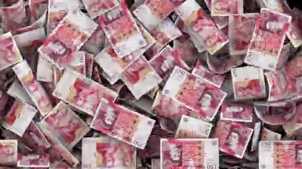 Πτώση λογαριασμών GBP Χρήματα Πλήρωση οθόνης και κένωση μετάβασης - Πλάνα, βίντεο