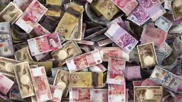 Πτώση Μεικτά Λογαριασμοί νομίσματος Γεμίζοντας οθόνη και αδειάζοντας μετάβαση - Πλάνα, βίντεο