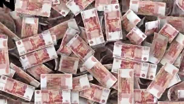 Caída de rublo ruso factura dinero llenando la pantalla y vaciando la transición - Imágenes, Vídeo