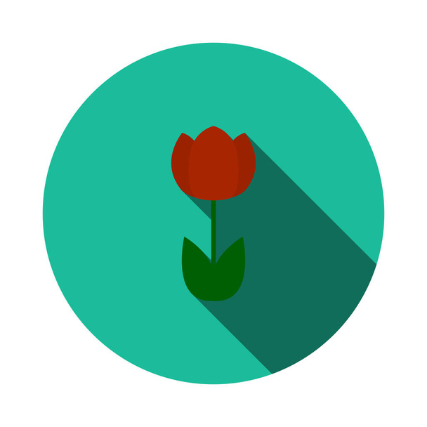 Spring Flower Icon. Flat Circle Stencil Design With Long Shadow. Vector Illustration. - Vector, Image