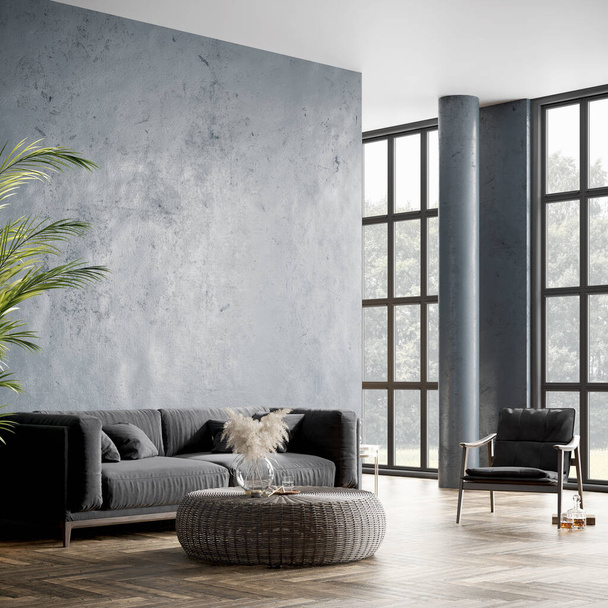 Modern interior of a stylish room with beautiful furniture. 3D renderer - Fotoğraf, Görsel