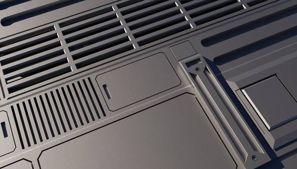 Textura de aço parede sci-fi cena interior 3D renderização fundos papel de parede - Foto, Imagem