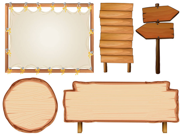 木製の看板イラストのセット - ベクター画像