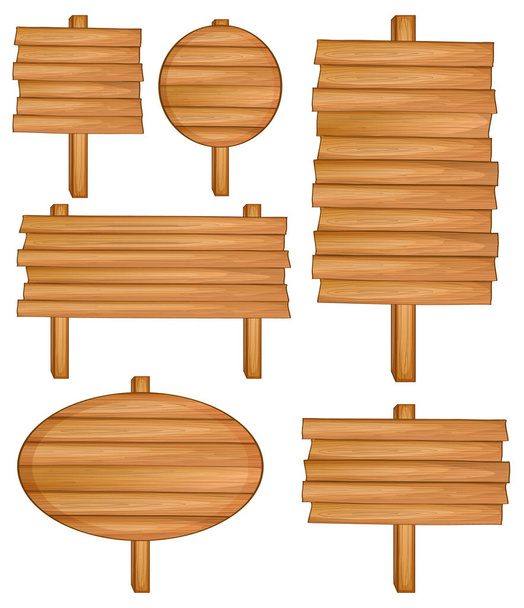 Conjunto de ilustración de pancarta de madera - Vector, Imagen
