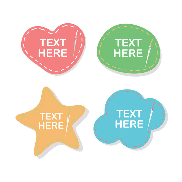 Bubble Text With Stitches And Needle Template - Vecteur, image