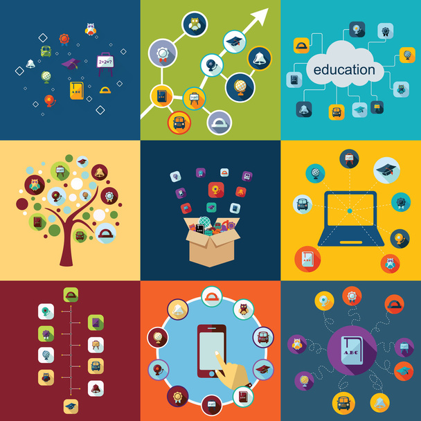 Iconos para el diseño web de la educación
 - Vector, Imagen