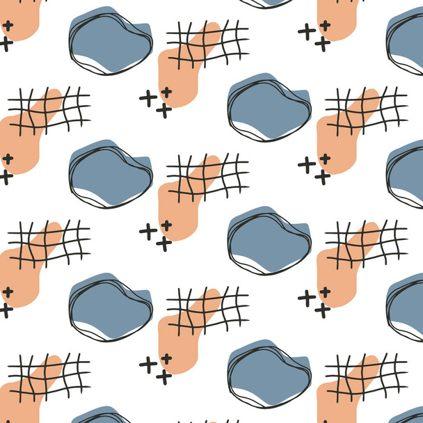  Vector seamless pattern with abstractions . Cute pattern with spots. Geometric pattern. Vector pattern. - Vetor, Imagem