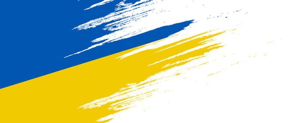 Bandeira da Ucrânia com conceito de escova. Bandeira da Ucrânia em estilo Grunge. Rezem pela Ucrânia. Pintado à mão escova Bandeira da Ucrânia País - Vetor, Imagem
